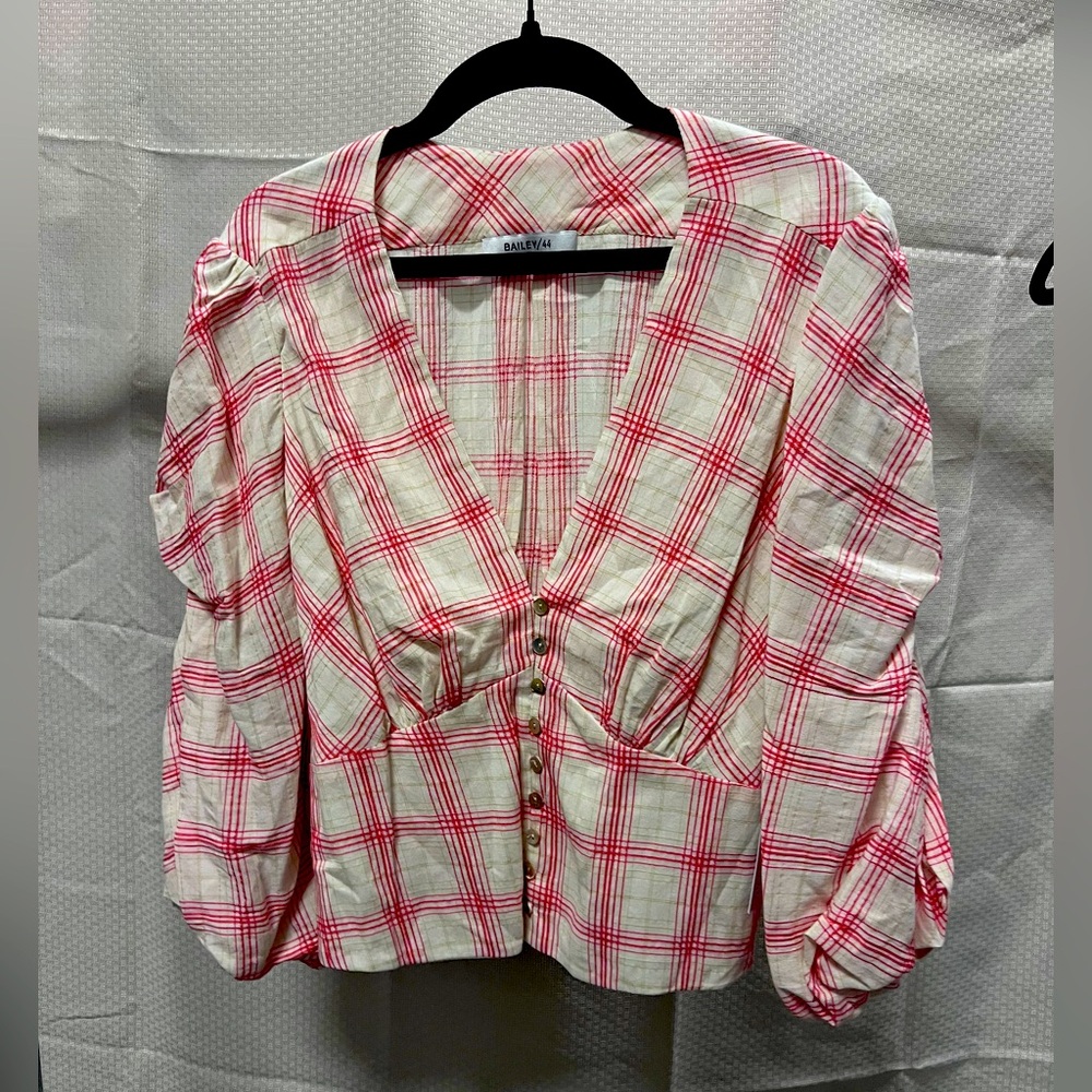 Bailey 44 Red and Cream Abigail Checkered Top